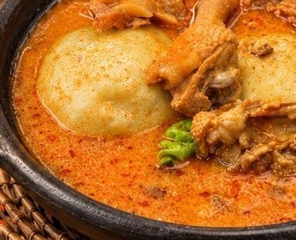 A pot of rich groundnut soup