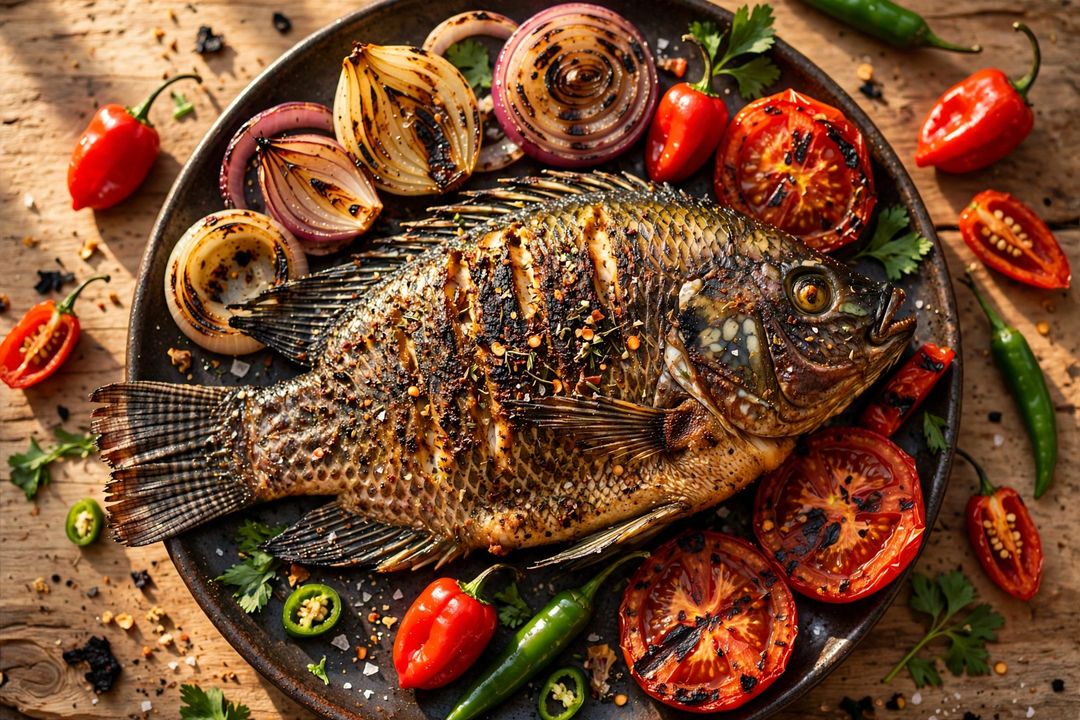 Grilled Tilapia — Ghanaian dish at Volta Kitchen